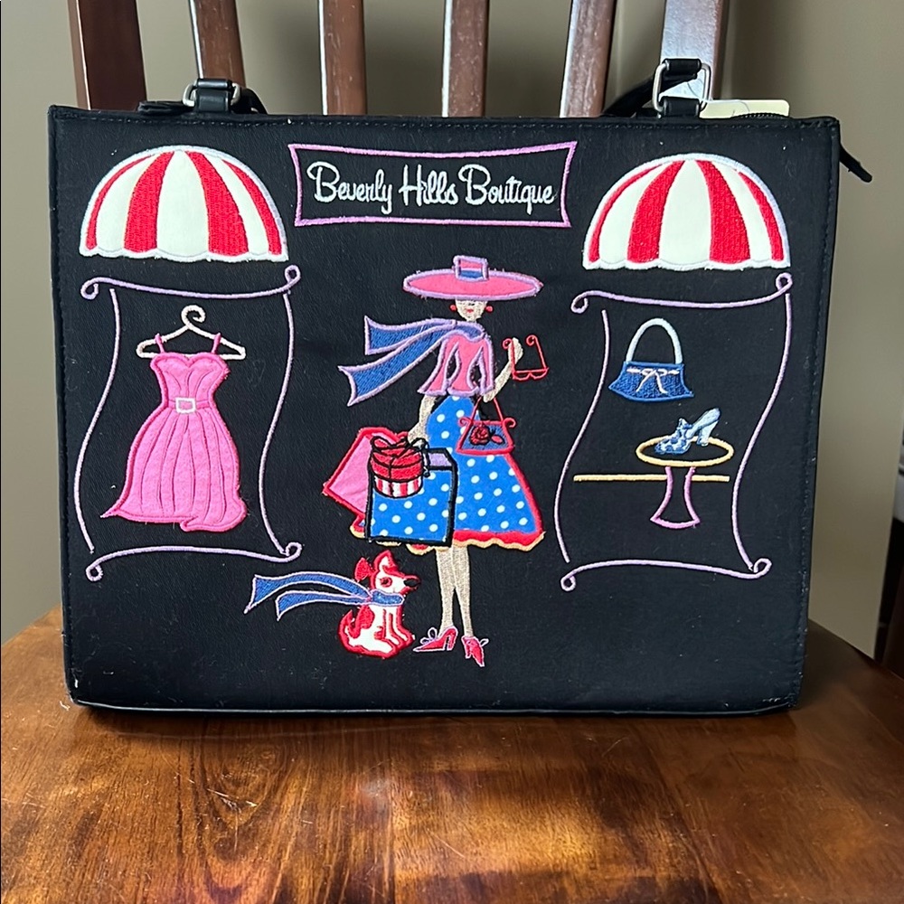 St. John's Bay Black Boutique Embroidered Bag